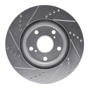 Genesis GV80 Brake Rotor (1) - Front Right - R1 Concepts - Drilled & Slotted - Silver - `21-`25